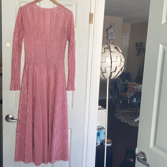 ROTATE Birger Christensen Number 7 Pleated Dress in Bridal Rose - Picture 13 of 14